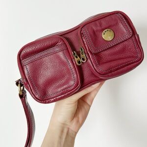Marc Jacobs Burgundy Leather Wristlet Clutch Y2K